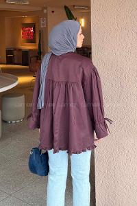 Lamelif Fırfır Detaylı Gömlek Mürdüm