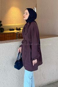 Lamelif Fular Yaka Bağlamalı Tunik Mürdüm