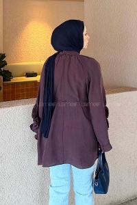 Lamelif Fular Yaka Bağlamalı Tunik Mürdüm