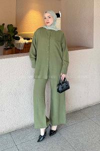 Lamelif Hakim Yaka Gömlekli Takım Haki