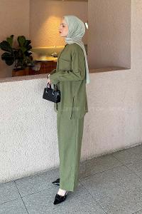 Lamelif Hakim Yaka Gömlekli Takım Haki