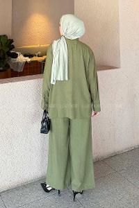 Lamelif Hakim Yaka Gömlekli Takım Haki