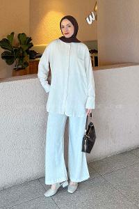 Lamelif Hakim Yaka Gömlekli Takım Taş Rengi