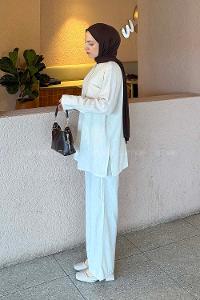 Lamelif Hakim Yaka Gömlekli Takım Taş Rengi