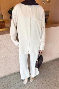 Lamelif Hakim Yaka Gömlekli Takım Taş Rengi