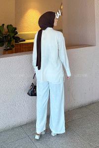 Lamelif Hakim Yaka Gömlekli Takım Taş Rengi