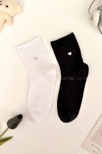 Lamelif 2li Dikişsiz Kalpli Çorap
