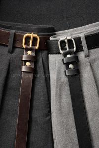 Black Brown Buckle Skin Belt