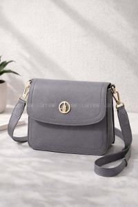 Lamelif Mini Kutu Kapaklı Çanta Gri