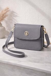 Lamelif Mini Kutu Kapaklı Çanta Gri