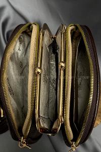 Lamelif Noreza Büzgülü Mıknatıs Bölmeli Çok Gözlü Çapraz Çanta Acı Kahve