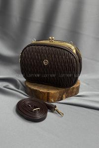 Lamelif Noreza Büzgülü Mıknatıs Bölmeli Çok Gözlü Çapraz Çanta Acı Kahve