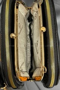 Lamelif Noreza Büzgülü Mıknatıs Bölmeli Çok Gözlü Çapraz Çanta Siyah