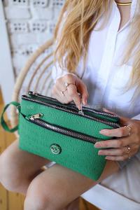 Lamelif Üç Bölmeli Omuz Çanta Yeşil