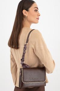 Lamelif Walentıa Gold Detaylı Kadın Çapraz Çanta Acı Kahve