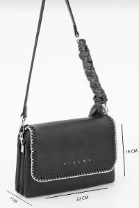 Lamelif Walentıa Gold Detaylı Kadın Çapraz Çanta Siyah