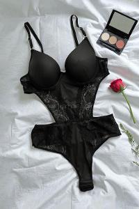 Lamelif Süet Deri Badysuit Takım