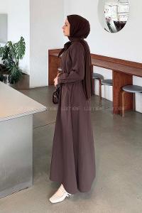 Bitter Brown Normal Neck Cotton Dresess