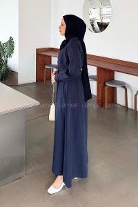 Navy Blue Normal Neck Cotton Dresess