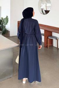 Navy Blue Normal Neck Cotton Dresess