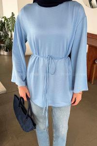 Lamelif Bağlama Detaylı Sweat Bebe mavisi