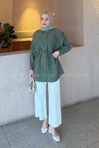 Dark Green Shirt Collar Long Arm Cupra Unprinted Shirt