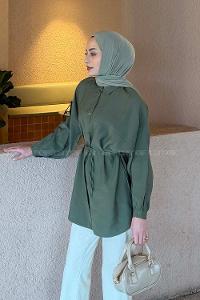 Dark Green Shirt Collar Long Arm Cupra Unprinted Shirt