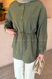 Dark Green Shirt Collar Long Arm Cupra Unprinted Shirt