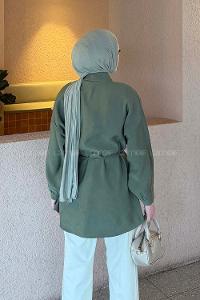 Dark Green Shirt Collar Long Arm Cupra Unprinted Shirt