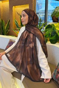 Lamelif Batik Desen Soft Şal Camel