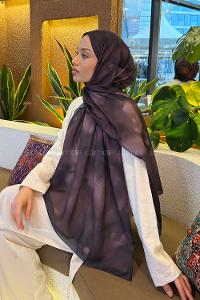 Lamelif Batik Desen Soft Şal Mürdüm