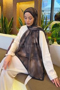 Lamelif Batik Desen Soft Şal Siyah Soft Yeşil