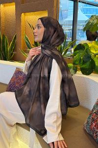 Lamelif Batik Desen Soft Şal Siyah Soft Yeşil