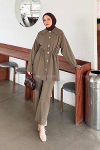 Khaki Shirt Collar Long Arm Cotton Regular Trousers Comfortable Suit