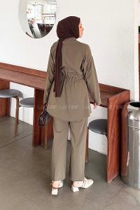 Khaki Shirt Collar Long Arm Cotton Regular Trousers Comfortable Suit