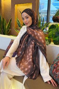 Lamelif Ceylan Desen Soft Şal Kahverengi