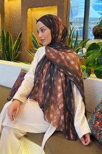 Lamelif Ceylan Desen Soft Şal Kahverengi