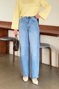 Lamelif Çift Pensli Boyfriend Pantolon Açık Mavi