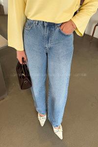 Lamelif Çift Pensli Boyfriend Pantolon Açık Mavi