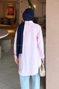 Pink Shirt Collar Long Arm Poplin Fabric Shirt