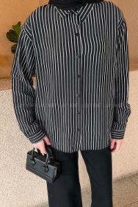 Black Shirt Collar Long Arm Modal Shirt