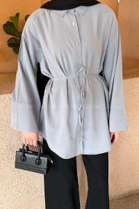 Gray Shirt Collar Long Arm Cupra Shirt