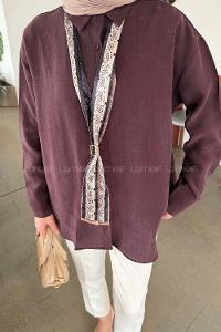 Lamelif Fular Bağlamalı Gömlek Mürdüm