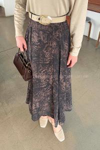 Lamelif Kemerli Desenli Etek Leopar