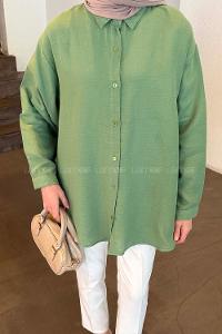 Lamelif Müslin Tesettür Gömlek  Çağla Yeşili