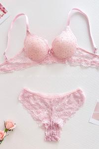 Lamelif Taşlı Dantelli Destekli Sütyen Takım Toz Pembe Renk