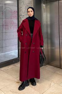 Lamelif Against Omuz Apoletli Trençkot Bordo