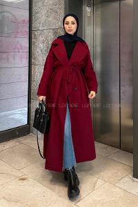 Lamelif Against Omuz Apoletli Trençkot Bordo