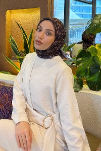 Lamelif Ceylan Desen Soft Eşarp Acı Kahve