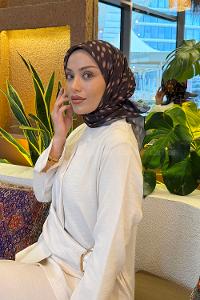 Lamelif Ceylan Desen Soft Eşarp Acı Kahve